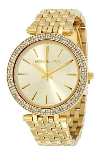 Relógio Michael Kors Mk3191 Darci Glitz Pave Dourado Bizel