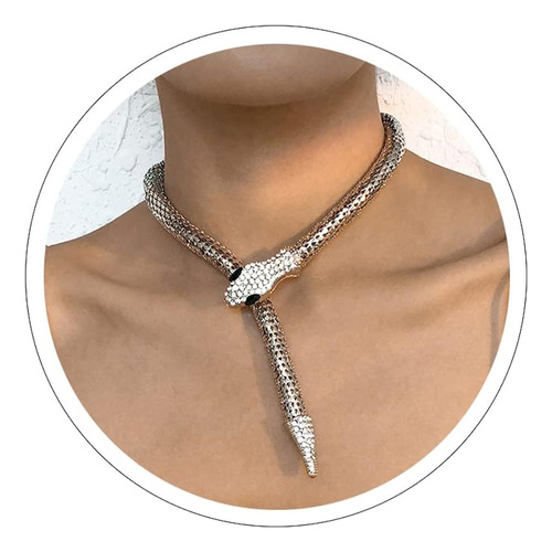 Colar Feminino Com Pendente De Cobra Em Ouro E Prata Jóias