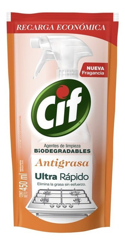 Limpiador Líquido Cif Antigrasa Biodegradable 450 Ml Doypac