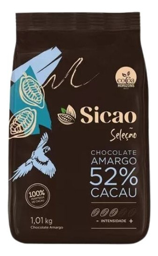 Chocolate Amargo 52% Cacau Seleção Gotas 1,01kg Sicao