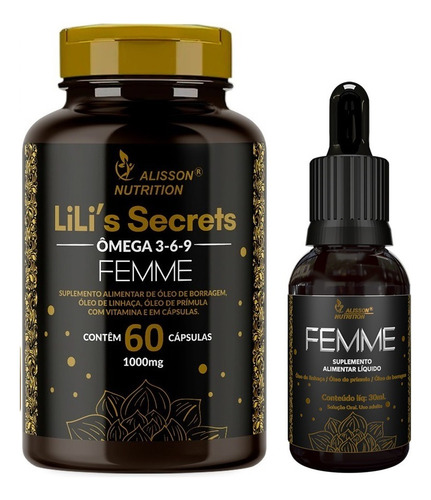 Kit Menopausa Tpm Omega 3 6 9 Óleos Linhaça Borragem Primula Sabor Sem Sabor