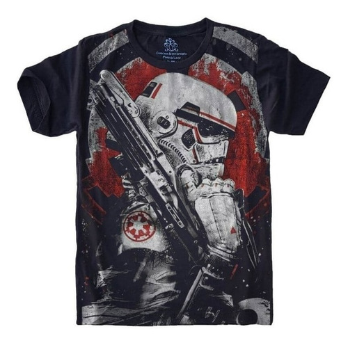 Camiseta Plus Size Do G1 Ao G3 Preta Star Wars Storm Trooper