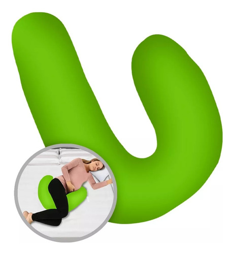 Almohada Para Embarazadas Maternidad Y Lactancia Talla Ch-m Color Verde Lima Liso