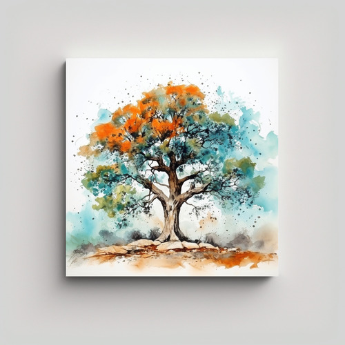 30x30cm 1 Cuadro Modernos Para Oficina A Oak Tree Turquoise 