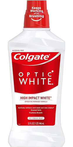 Colgate Optic White Whitening Mouthwashing, Fresh Mint - 946