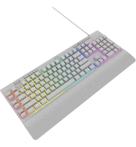 Imagen 3 de 6 de Teclado Gamer Redragon Shiva K512w Rgb Qwerty Español Latinoamérica Color Blanco Con Luz Rgb