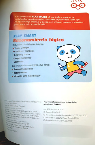 Libro - Play Smart : Razonamiento Lógico. 4 Años