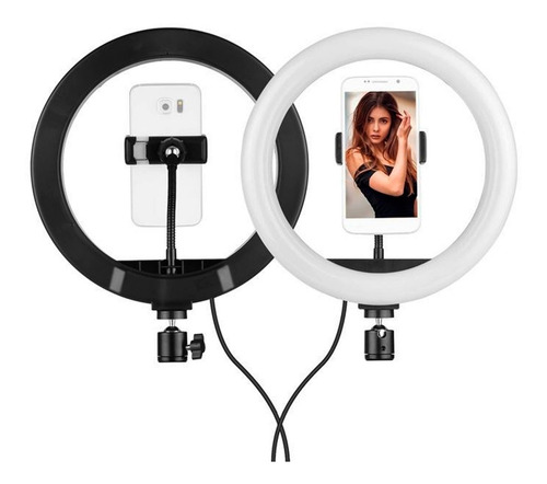 Imagen 8 de 10 de Aro Iluminador Led 26 Cm Circular Usb Con Mini Tripode