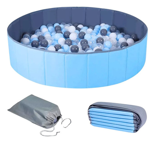 Piscina De Pelotas - Juego Para Niños Y Bebés - Redonda De 100cm De Diámetro Y 30cm De Altura - Color Azul Cielo - Incluye Bolso De Almacenaje - No Incluye Pelotas - Myg