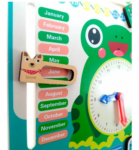 Imagen 6 de 6 de Calendario Reloj Multifuncional Madera Juego Didáctico Niños