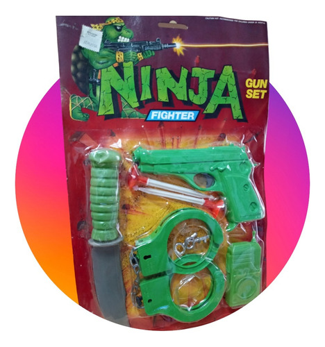 Juguete Antiguo Pistola Tortugas Ninja Bootleg Blister Set