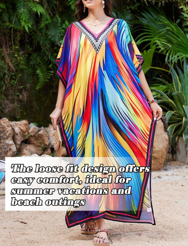 Cárdigan Tipo Kimono Largo De Gasa De Playa Para Mujer