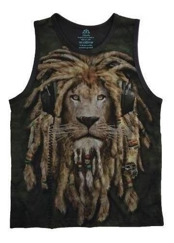 Camiseta Regata Leão Dread Lion Estampa Animal Plus Size