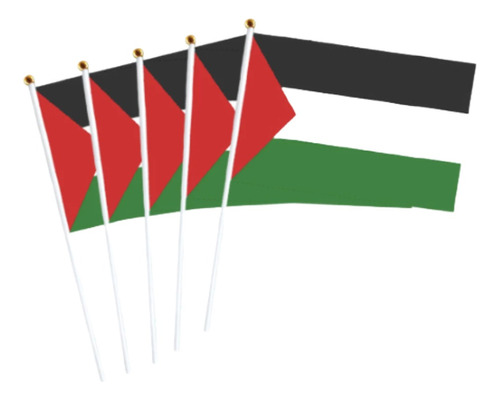 5 Pzas Bandera Palestina - 21 Cm X 14 Cm Con Asta