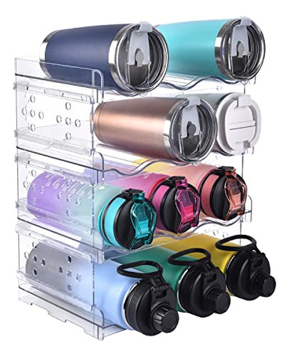 4 Pack Water Bottle Organizer For Cabinet, Stackable Ki...