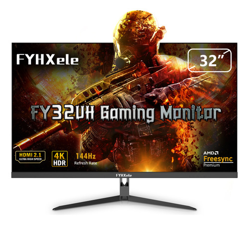 Monitor Gamer Fyhxele 32 Pulgadas Uhd 4k 144hz Ips Led 1ms Amd Freesync Hdmi 2.1 Dp 1.4 Type C Hdr 400 Vesa