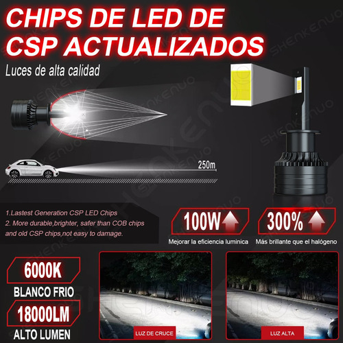 Cd H1 Kit De Focos Led Para Dodge Ram 700 16-19 Luz Alta Y