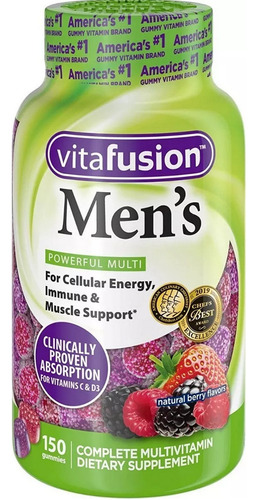 Vitafusion Multivitaminico Masculino 150 Gummies C/ Nf Sabor Frutas Vermelhas