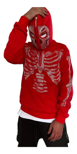 Sudadera Con Capucha De Diamantes Calientes Con Calavera Y2k