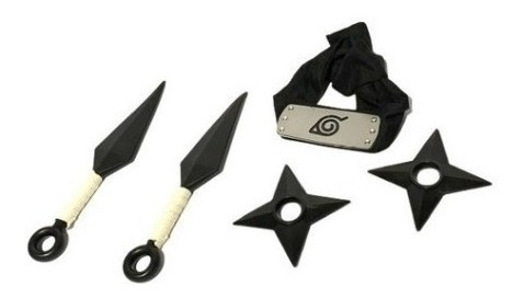 Imagen 2 de 10 de Set Naruto Shippuden 2 Kunai 2 Estrellas Y Vincha Jlt 8131
