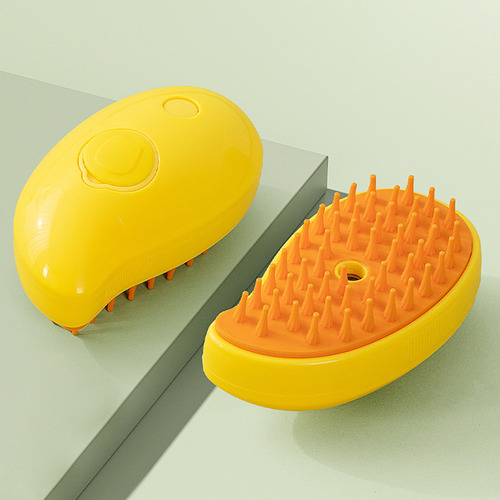 3 In 1 Depilación Cepillo De Vapor Para Mascotas Peine Cepillo Automático Amarillo Cepillo Eléctrico De Limpieza A Vapor Y Gatos