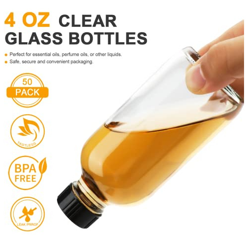 Pequeñas Botellas De Vidrio Claro Con Tapas, 4 Fsbh5