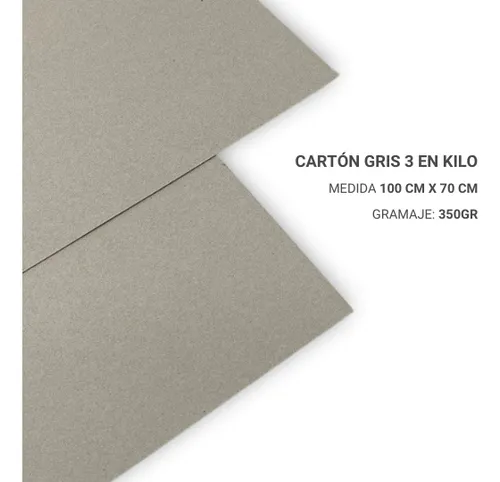 Cartón Gris 3 En Kilo 100x70cm