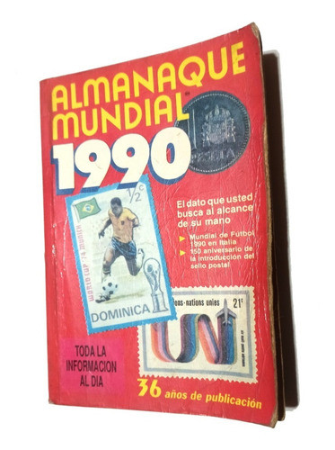 Libro Almanaque Mundial 1990 Estadistica Retro Vintage Info