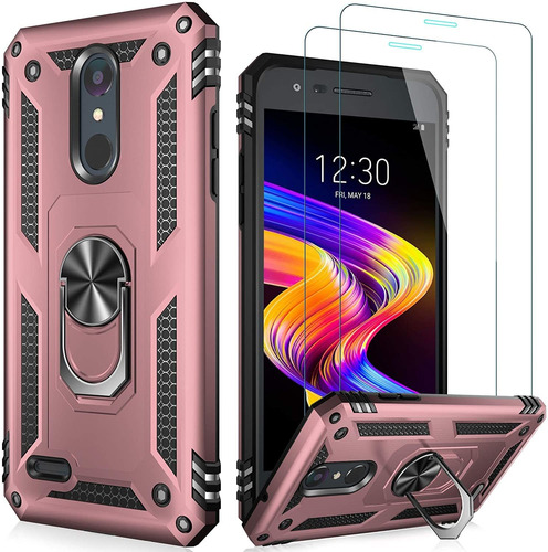 Funda Rosa Para LG Aristo 3 Con 2 Protectores De Pantalla