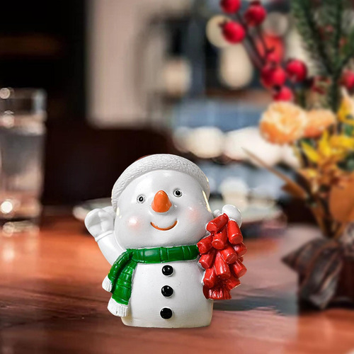 Estatuilla De Resina Navideña Creativa Muñeco De Nieve
