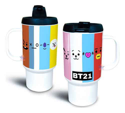 Jarro Térmico Bts Bt21 Kpop Personajes Boy Group Plástico Bt