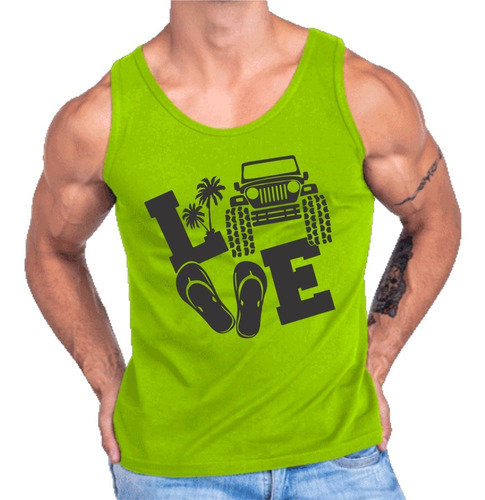 Playera Tank Top Love Beach Jeep Tirantes De Algodón