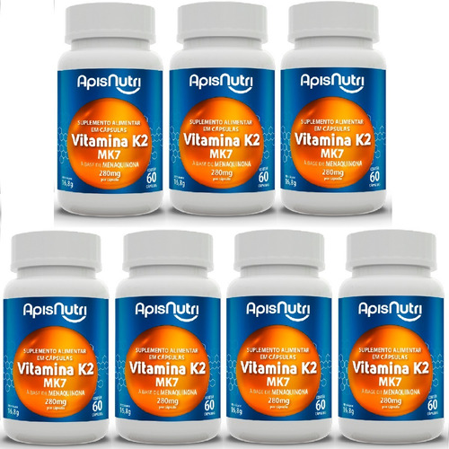 Vitamina K2 Mk7 130mcg 7x 60 Cápsulas 200% I D R Máximo1/dia Sabor Sem Sabor