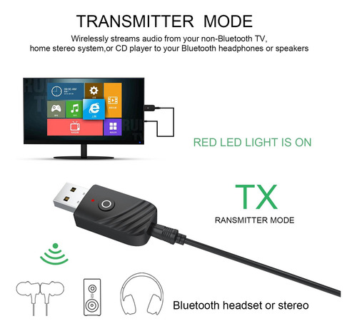 4 Transmisor Y Receptor Usb Bluetooth 5.0 Audio De Baja