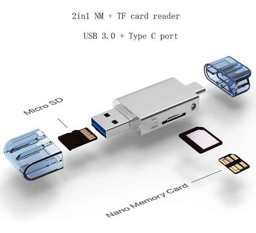 Lector De Tarjeta Usb 3,0 Tipo C A Nano Memory Huawei