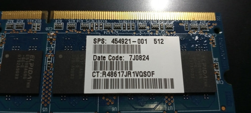 Memoria Sodimm Pc2-5300s-555 512 Mb 1rx8 Ramaxel Elpida Ntbk