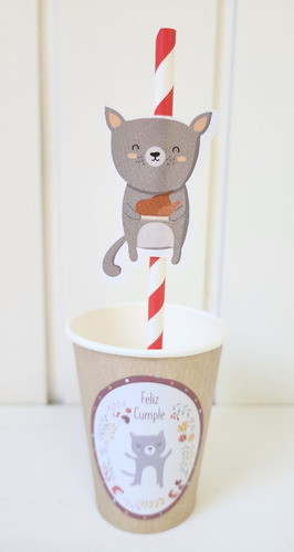 Imagen 6 de 7 de Vasos Animales Del Bosque Nordico Polipapel Set X 5