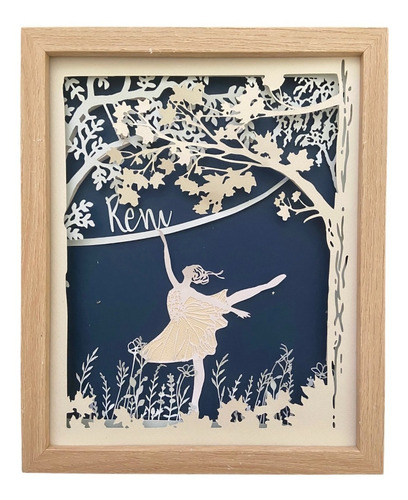 Unico Cuadro Bailarina Bosque Con Nombre, 100 Artesanal Y 3d