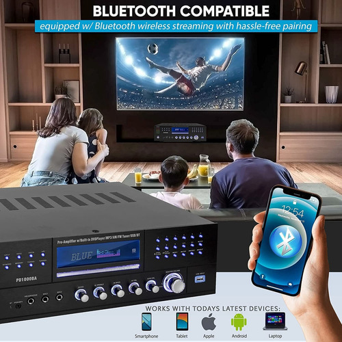 Amplificador Pyle Pd1000ba.5, 1000w, 4 Canales, 4-8 Ohms
