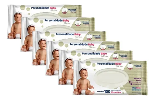 Kit 6 Pacotes Toalha Umedecida Personalidade C/ 100 Unidades