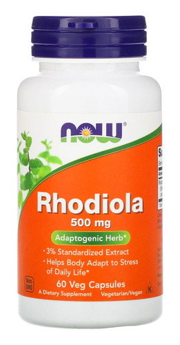 Rhodiola 500mg Now Foods Rhodiola Extract 60 Veg Caps Sabor Sem sabor