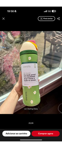 Para .. Owala 945ml Darling Daisy Verde-claro