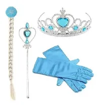 Comprar Disfraz Frozen Elsa Set Trenza + Corona + Cetro+ Guantes
