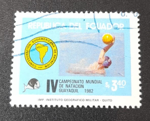 Sello - Ecuador - Campeonato Mundial De Natacion En Guayaqui