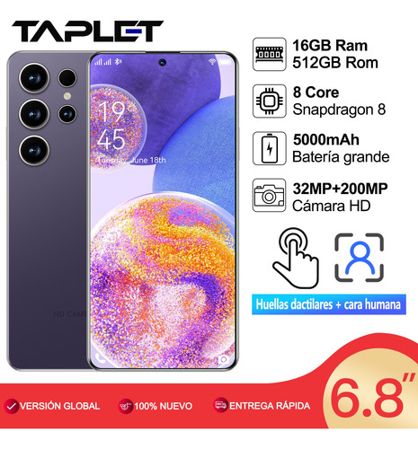 Android Dual Sim S25 Ultra Desbloquea 512gb/16gb Ram 2025 Ultimas Ofertas Soporta 5g Android 14 Pantalla Grande Batería De Larga Duración Smartphone Violeta