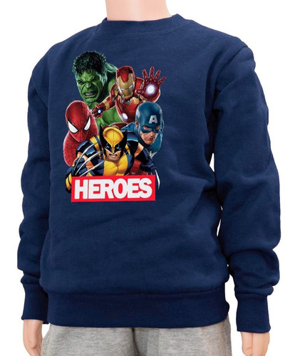 Buzo Para Niño De Heroes  4 Hermosos Colores Algodón Felpa