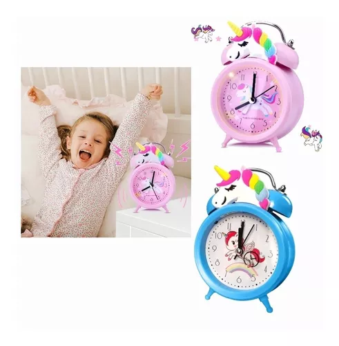 Mini reloj despertador de unicornio para dormitorio, pequeño despertador,  silencioso, perezoso, electrónico, luz nocturna, relojes de escritorio,  regalos para niños