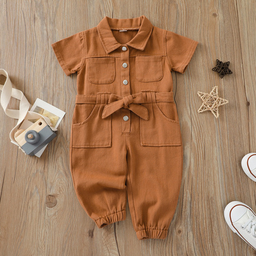 Fashion Short Sleeve Jeans Jumpsuit For Boys And Girls