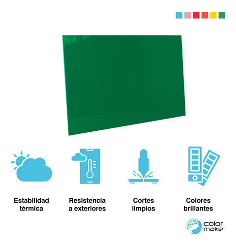 Lamina De Acrílico Verde Pino 60x80 En 3mm Color Make Cm348