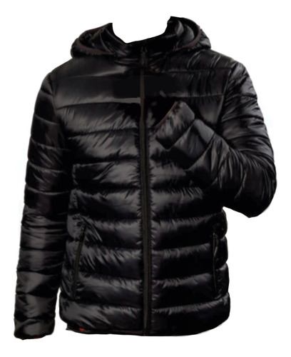 Campera Hombre Pluma Sintética Forrada En Piel